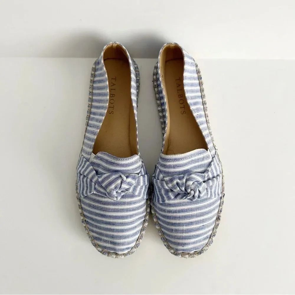 Talbots Izzy Stripe Knotted Linen Espadrille Shoes